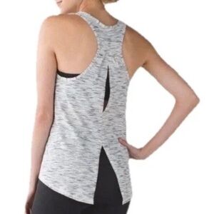 Lululemon Salute the Sun Tank White Tiger Black Space Dye Women’s Size 6